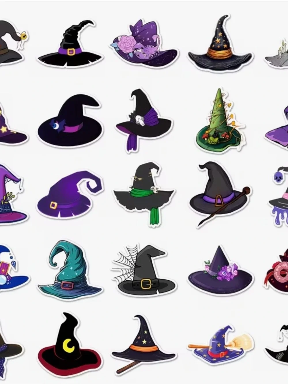 50 Magical Witch Hats Stickers Mystical Halloween